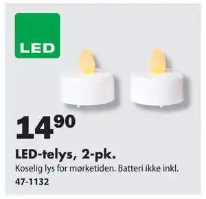 Biltema LED-telys, 2-pk., NOK 14.9 tilbud