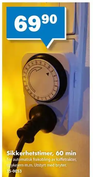 Biltema Sikkerhetstimer, 60 min, NOK 69.9 tilbud