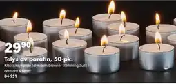 Biltema Telys av parafin, 50-pk., NOK 29.9 tilbud