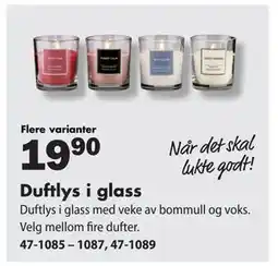 Biltema Duftlys i glass, NOK 19.9 tilbud