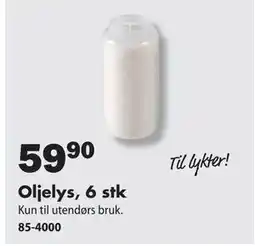 Biltema Oljelys, 6 stk, NOK 59.9 tilbud