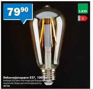 Biltema Dekorasjonspære E27, 100 lm, NOK 79.9 tilbud