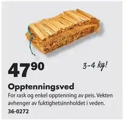 Biltema Opptenningsved, NOK 47.9 tilbud