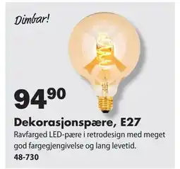 Biltema Dekorasjonspære, E27, NOK 94.9 tilbud