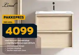 Megaflis LIND Aura 60 servantskap + Lind Marseille servant 60 hvit tilbud