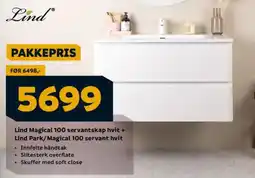 Megaflis LIND Magical 100 servantskap hvit + Lind Park/Magical 100 servant hvit tilbud