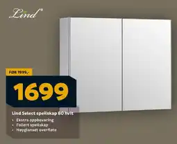 Megaflis LIND Select speilskap 80 hvit tilbud