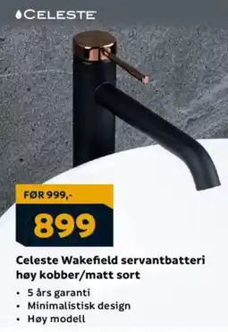 Megaflis CELESTE Wakefield servantbatteri høy kobber/matt sort tilbud