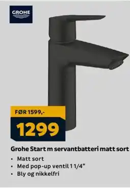 Megaflis GROHE Start m servantbatteri matt sort tilbud