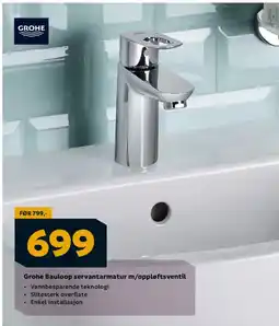 Megaflis GROHE Bauloop servantarmatur m/oppløftsventil tilbud