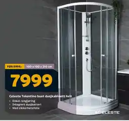 Megaflis CELESTE Tolentino buet dusjkabinett hvit tilbud