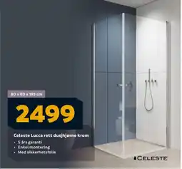 Megaflis CELESTE Lucca rett dusjhjørne krom tilbud