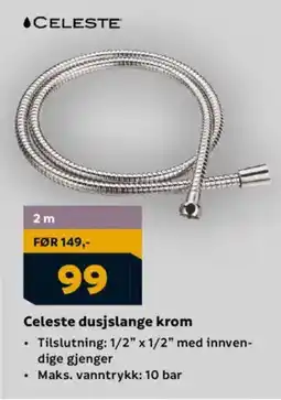 Megaflis CELESTE dusjslange krom tilbud