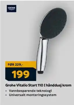 Megaflis GROHE Vitalio Start 110 I hånddusj krom tilbud