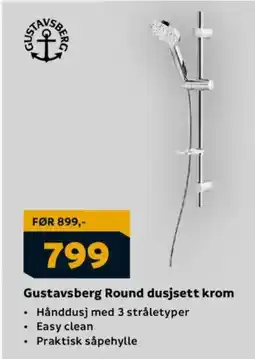 Megaflis GUSTAVSBERG Round dusjsett krom tilbud