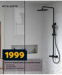 Megaflis CELESTE Ely dusjsett matt sort m/dusftermostat tilbud