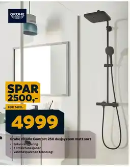 Megaflis GROHE Vitalio Comfort 250 dusjsystem matt sort tilbud