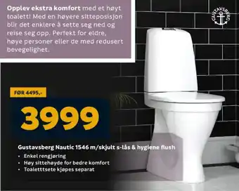 Megaflis Gustavsberg Nautic 1546 m/skjult s-lås & hygiene flush tilbud