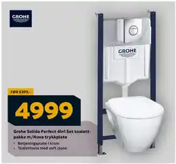 Megaflis GROHE Solido Perfect 4in1 Set toalett- pakke m/Nova trykkplate tilbud