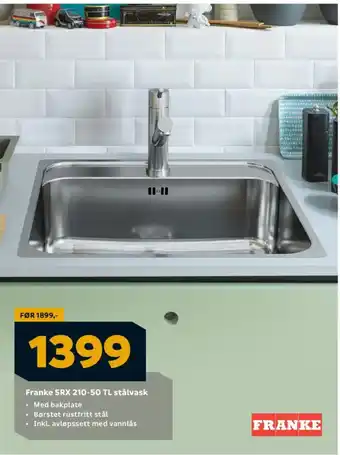 Megaflis FRANKE SRX 210-50 TL stålvask tilbud