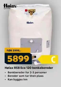 Megaflis Høiax RSB Eco 120 benkebereder tilbud