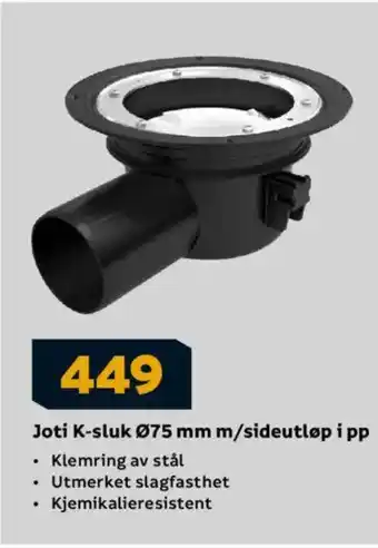 Megaflis Joti K-sluk 075 mm m/sideutløp i pp tilbud