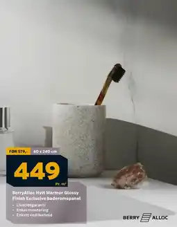 Megaflis BerryAlloc Hvit Marmor Glossy Finish Exclusive baderomspanel tilbud