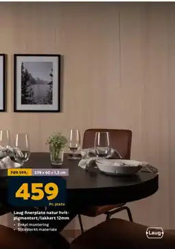 Megaflis Laug finerplate natur hvit- pigmentert/lakkert 12mm tilbud