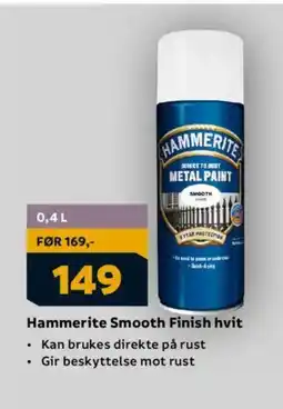 Megaflis HAMMERITE Smooth Finish hvit tilbud