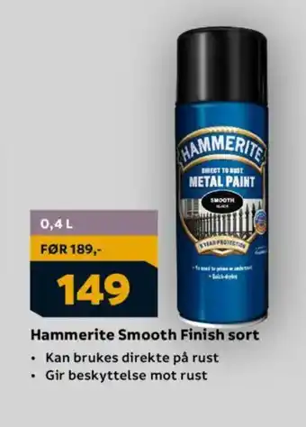 Megaflis HAMMERITE Smooth Finish sort tilbud
