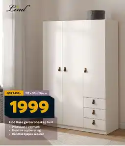 Megaflis LIND Base garderobeskap hvit tilbud