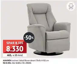 Bohus AMANDA recliner, NOK 8330 tilbud