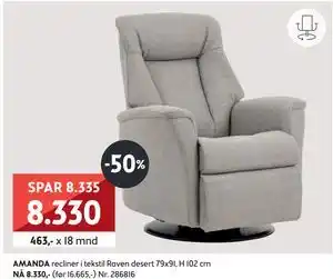 Bohus AMANDA recliner, NOK 8330 tilbud
