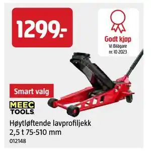 Jula Høytløftende lavprofiljekk 2,5 t 75-510 mm, NOK 1299 tilbud
