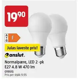 Jula Normalpære, LED 2 -pk E27 4.8 W 470 lm, NOK 19.9 tilbud