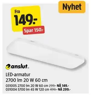 Jula LED-armatur 2700 lm 20 W 60 cm tilbud