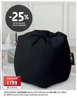 Bohus 25% PÅ UTVALGTE SACCO SEKKER tilbud
