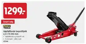 Jula Høytløftende lavprofiljekk 2,5 t 75-510 mm, NOK 1299 tilbud