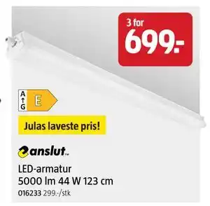 Jula LED-armatur 5000 lm 44 W 123 cm, NOK 699 tilbud
