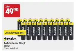 Jula AAA-batterier 20 -pk, NOK 49.9 tilbud