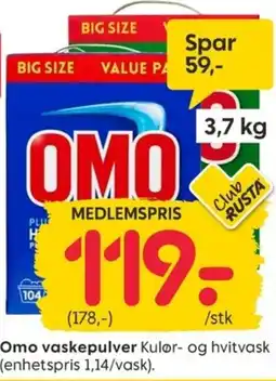 Rusta Omo vaskepulver tilbud