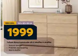 Megaflis Tvilum Nova kommode eik 6 skuffer 6 skuffer tilbud
