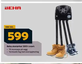 Megaflis Beha skotørker 300 t svart tilbud