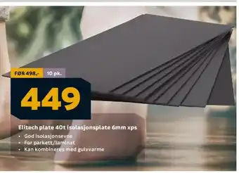 Megaflis Elitech plate 40t isolasjonsplate 6mm xps tilbud