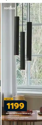 Megaflis Nordlux Vico 3-rondel pendel gu10 sort tilbud