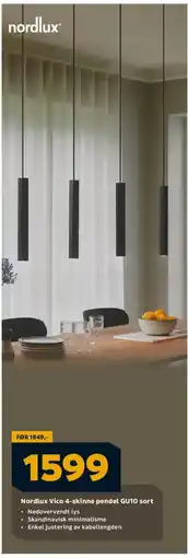 Megaflis Nordlux Vico 4-skinne pendel GU10 sort tilbud