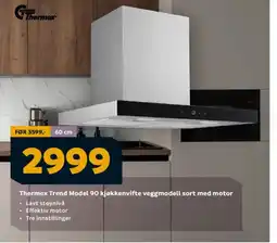 Megaflis Thermex Trend Model 90 kjøkkenvifte veggmodell sort med motor tilbud