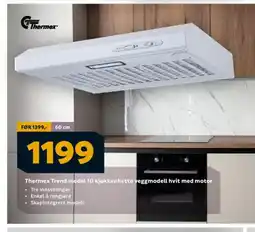 Megaflis Thermex Trend model 10 kjøkkenhette veggmodell hvit med motor tilbud