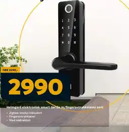 Megaflis Heimgard elektronisk smart dørlås m/fingeravtrykksleser sort tilbud