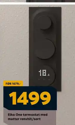 Megaflis Elko One termostat med matter renvhit/sort tilbud